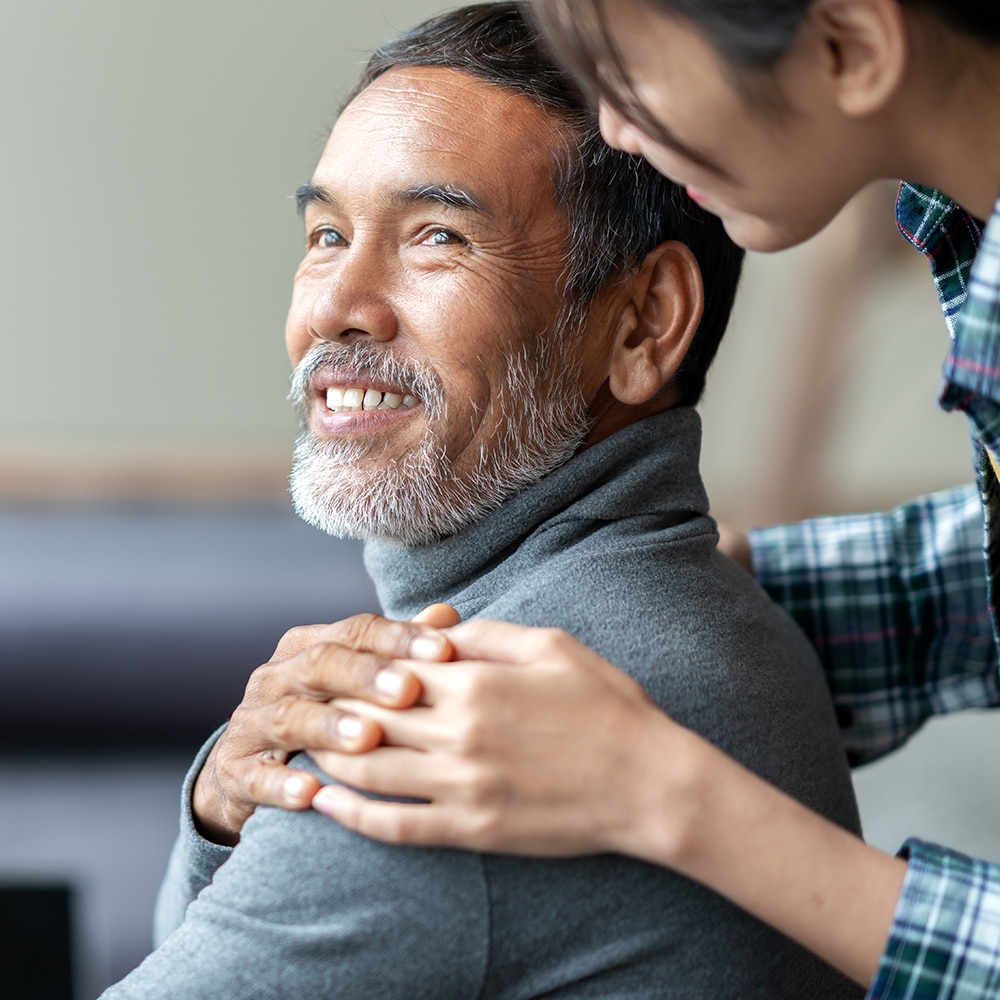 patient Man with caring friend